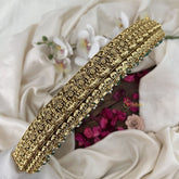 Vriksham Antique Gold Lakshmi Temple Vaddanam with Pearl Drops Bridal Hipbalt-Green Bead-G19626